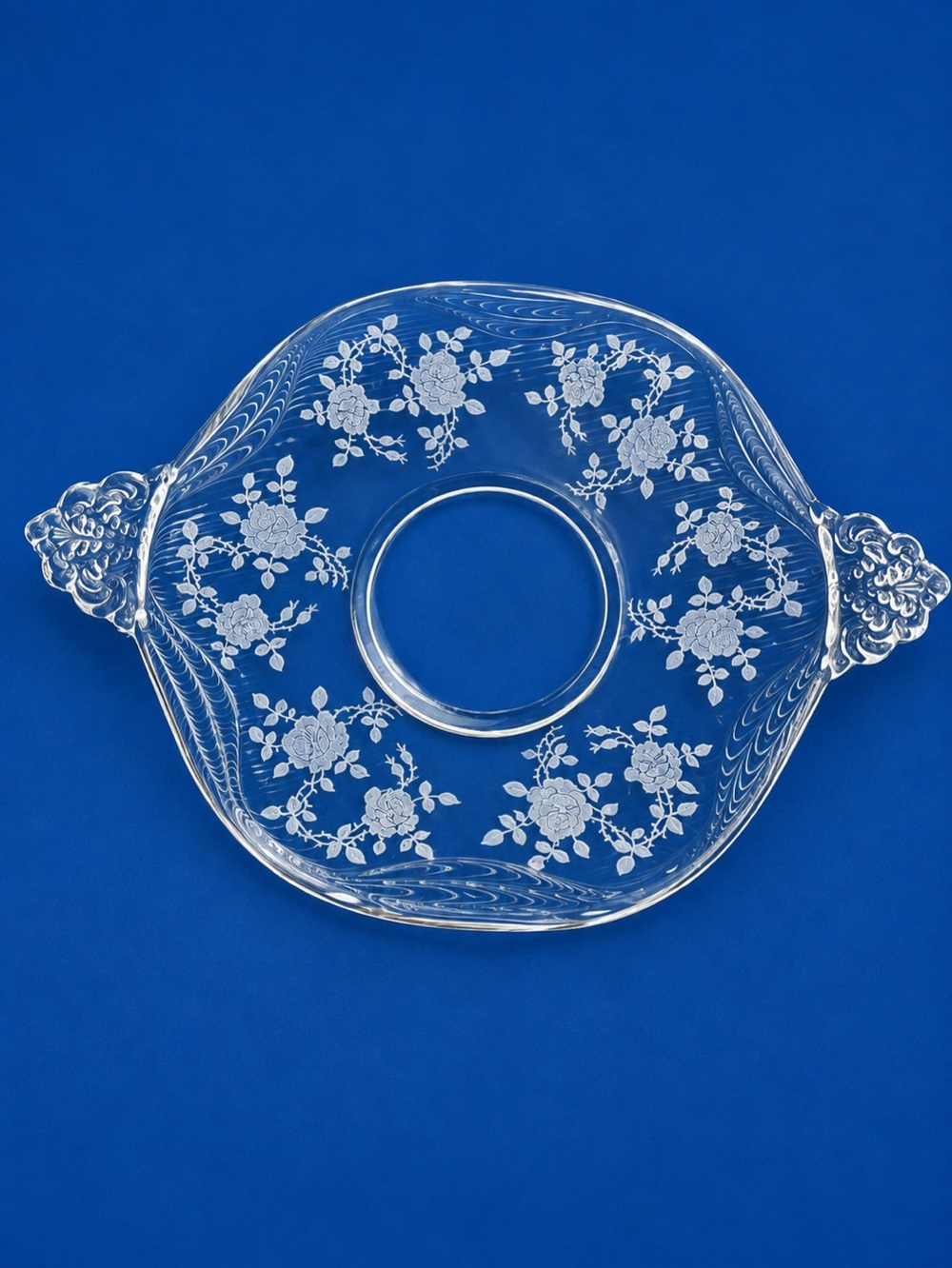 Fostoria Small Sweet Meat Bowl -Willowmere Shabby Etched Rose Pattern-Vintage